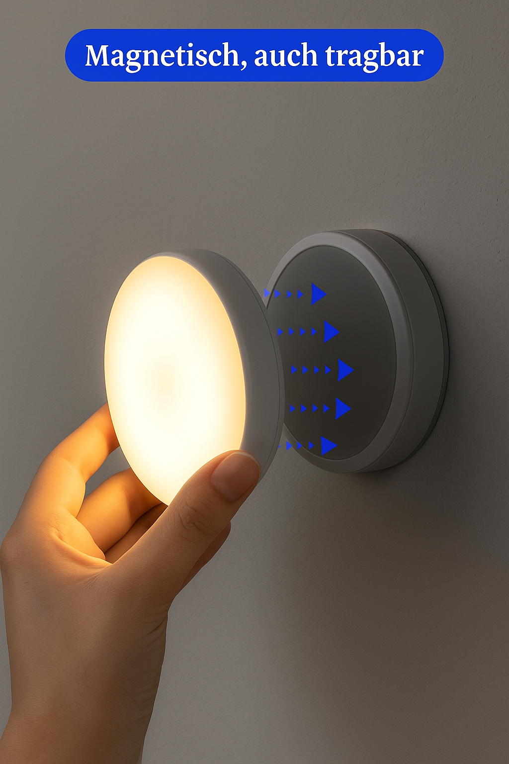 LED Nachtlicht mit Bewegungssensor - USB Wiederaufladbar, 360° drehbar