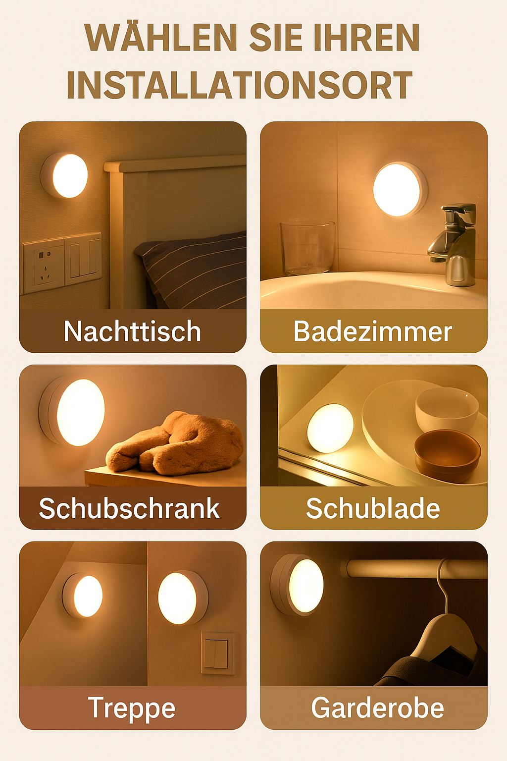 LED Nachtlicht mit Bewegungssensor - USB Wiederaufladbar, 360° drehbar