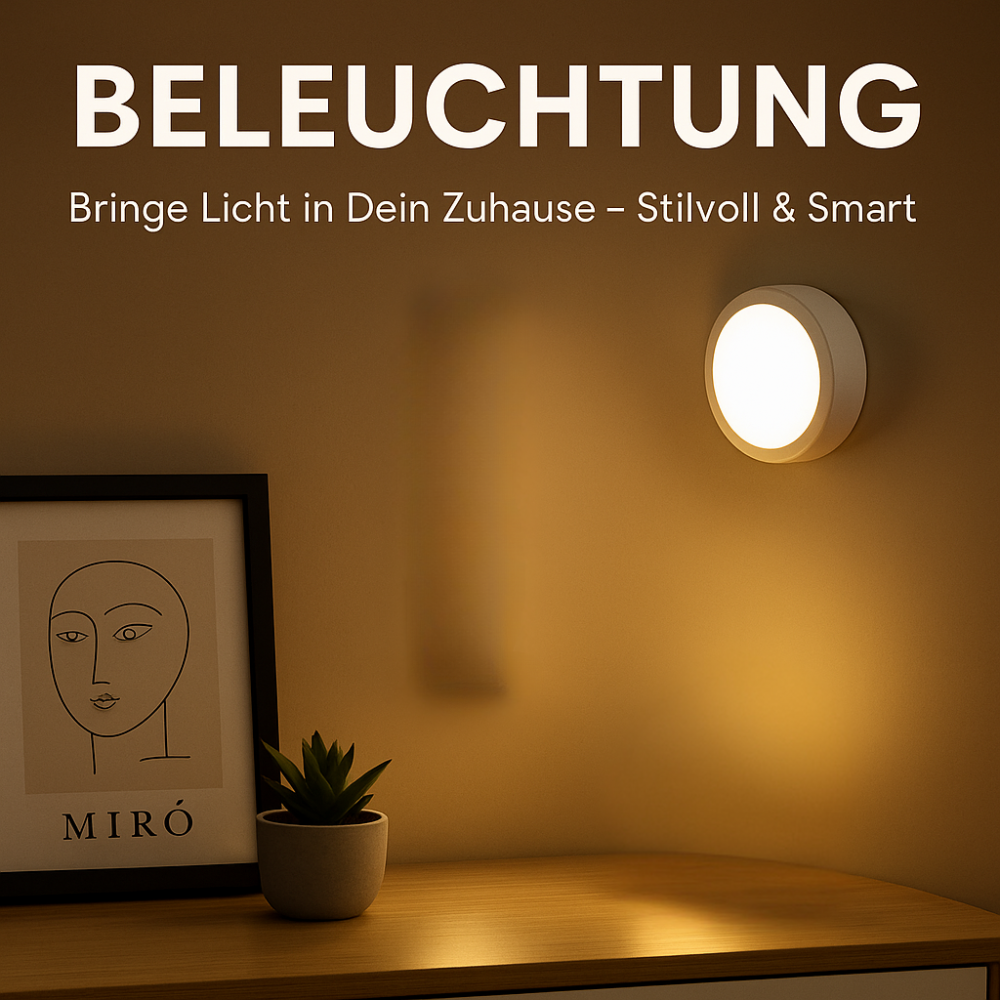 LED Nachtlicht mit Bewegungssensor – USB Wiederaufladbar, Kabellos, Warmweiß – Ideal für Schrank, Flur, Treppe