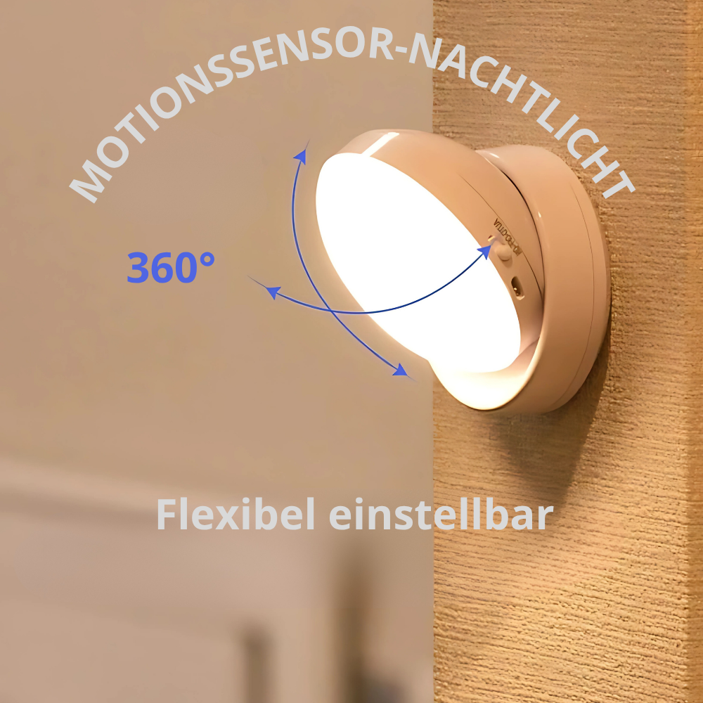 LED Nachtlicht mit Bewegungssensor - USB Wiederaufladbar, 360° drehbar