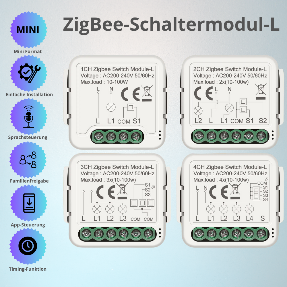 Tuya ZigBee 3.0 Smart Switch Modul – 2-Wege-Schalter, ohne Neutralleiter, kompatibel mit Alexa, Google Assistant, Smart Life